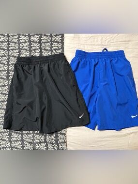Nike Men's Athletic Shorts - Black and Royal Blue Twin Pack